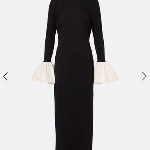 STAUD Black and White Long Sleeve Dress